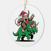 Krampus rijdt op een dinosaurus Santa Christmas Ev Keramisch Ornament (Links)