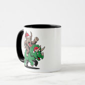 Krampus rijdt op een dinosaurus Santa Christmas Ev Mok (Voorkant links)
