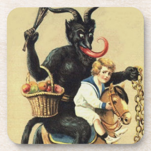 Krampus Rocking Horse Demon Holiday Kerstmis Drankjes Onderzetter