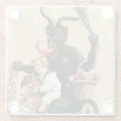 Krampus Rocking Horse Demon Holiday Kerstmis Glazen Onderzetter (Achterkant)