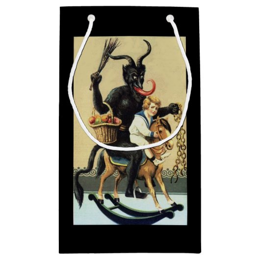 Krampus Rocking Horse Demon Holiday Kerstmis Klein Cadeauzakje (Achterkant)