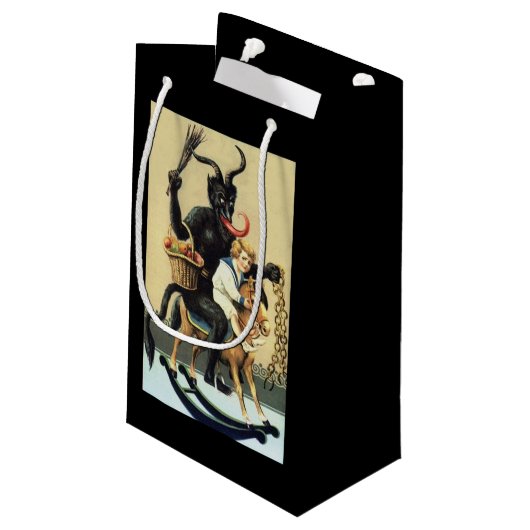 Krampus Rocking Horse Demon Holiday Kerstmis Klein Cadeauzakje (Achterkant Gekanteld)