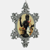 Krampus Rocking Horse Demon Holiday Kerstmis Tin Sneeuwvlok Ornament (Links)