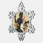 Krampus Rocking Horse Demon Holiday Kerstmis Tin Sneeuwvlok Ornament (Rechts)