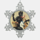 Krampus Rocking Horse Demon Holiday Kerstmis Tin Sneeuwvlok Ornament (Voorkant)