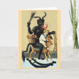 Krampus Rocking Horse Holiday Xmas Wenskaart Feestdagen Kaart