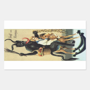 Krampus Rocking Horse Vakantie Kerst stickers
