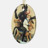 Krampus Rocking Horse Vakantie Kerstversiering Keramisch Ornament (Links)