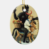 Krampus Rocking Horse Vakantie Kerstversiering Keramisch Ornament (Achterkant)