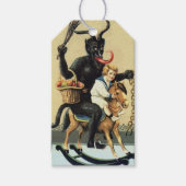 Krampus Rocking Paard Slechte Demon Kerstmis Cadeaulabel (Voorkant)