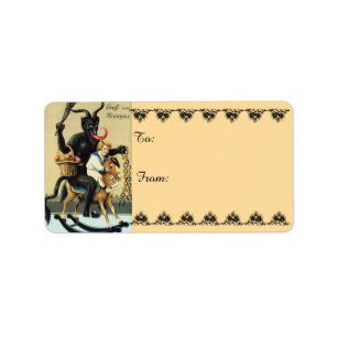 Krampus Rocking Paard Vakantie Kerstcadeau Tags Etiket