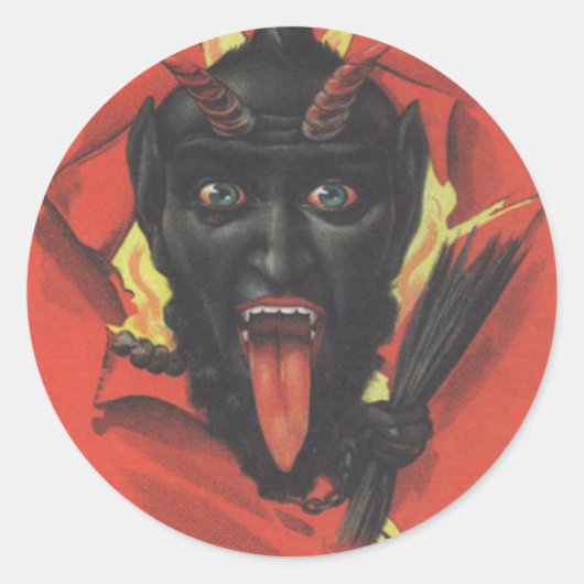 Krampus Ronde Sticker (Voorkant)
