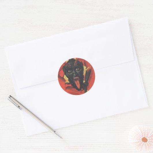 Krampus Ronde Sticker (Envelop)