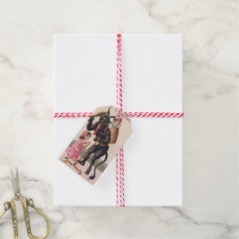 Krampus Scaring Girls feestdag kerst Cadeaulabel
