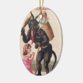 Krampus Scaring Girls feestdag kerst Keramisch Ornament (Links)