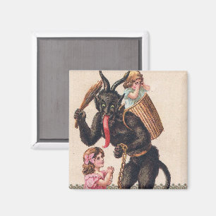 Krampus Scaring Girls feestdag kerst Magneet