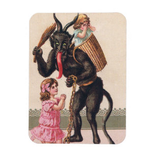 Krampus Scaring Girls  feestdag kerst Magneet