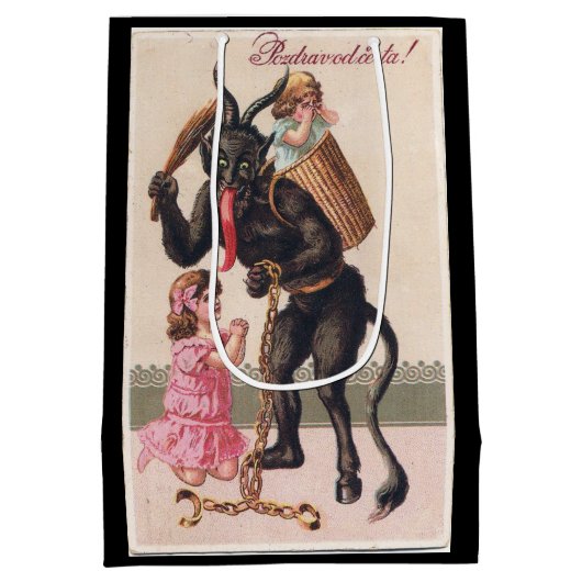 Krampus Scaring Girls  feestdag kerst Medium Cadeauzakje (Achterkant)