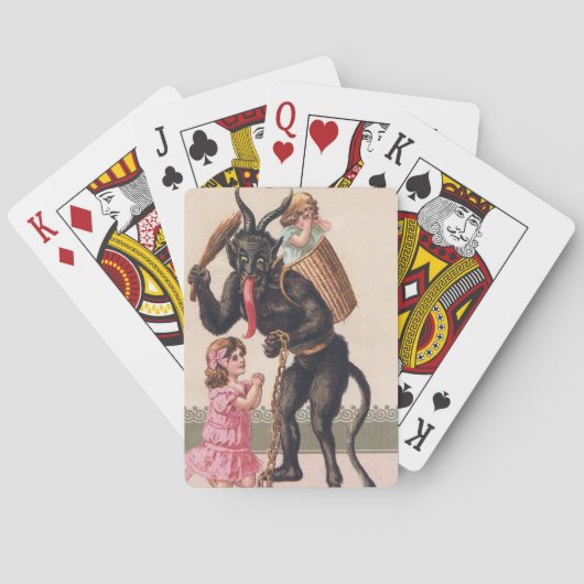 Krampus Scaring Girls  feestdag kerst Pokerkaarten (Achterkant)