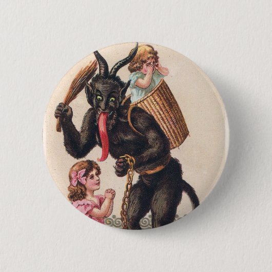 Krampus Scaring Girls  feestdag kerst Ronde Button 5,7 Cm (Voorkant)