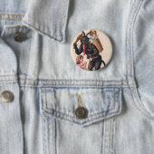 Krampus Scaring Girls  feestdag kerst Ronde Button 5,7 Cm (In situ)