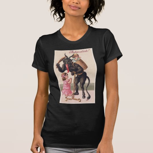 Krampus Scaring Girls feestdag kerst T-shirt (Voorkant)