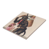 Krampus Scaring Girls  feestdag kerst Tegeltje (Zijkant)