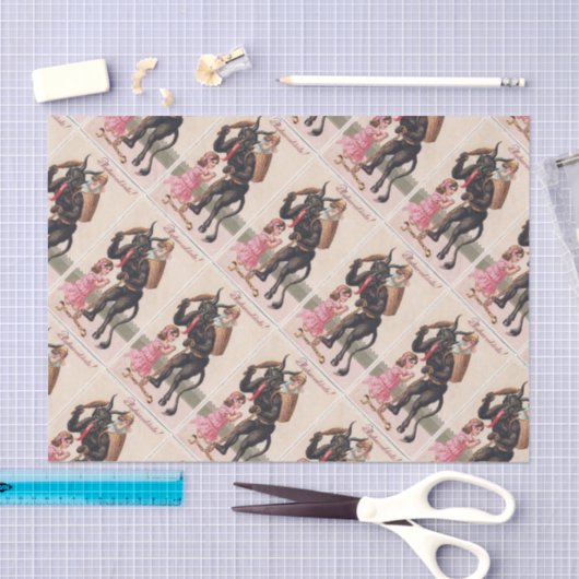 Krampus Scaring Girls  feestdag kerst Tissuepapier (Craft)