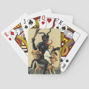 Krampus Schommelpaard Kerst Vintage Kerstmis Speelkaarten