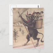 Krampus Skiing Kidnapping Vrouwen Briefkaart (Voorkant / Achterkant)