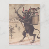 Krampus Skiing Kidnapping Vrouwen Briefkaart (Voorkant)