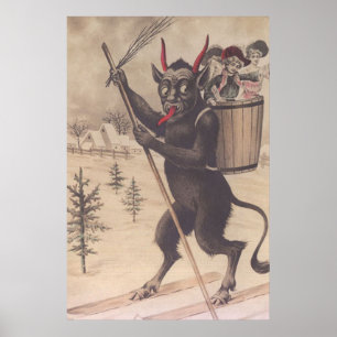 Krampus Skiing Kidnapping Vrouwen Poster