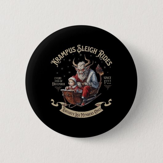 Krampus Sleigh Rides Ronde Button 5,7 Cm (Voorkant)