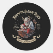 Krampus Sleigh Rides Ronde Sticker (Voorkant)