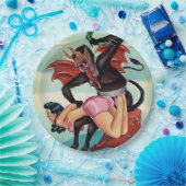 Krampus Spanking Lady Kerstmis Papieren Bordje (Feest)