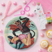 Krampus Spanking Lady Kerstmis Papieren Bordje (Feest)