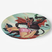 Krampus Spanking Lady Kerstmis Papieren Bordje (Gekanteld)