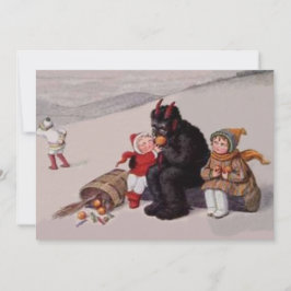 Krampus speelt met kinderen sneeuw