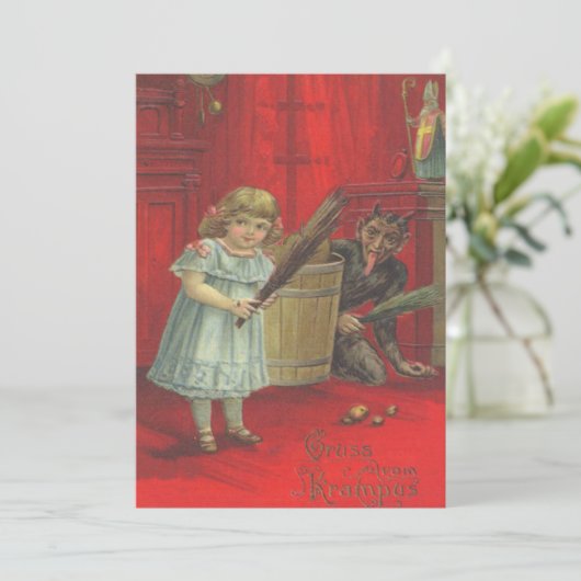 Krampus speelt met meisje (Staand voorkant)