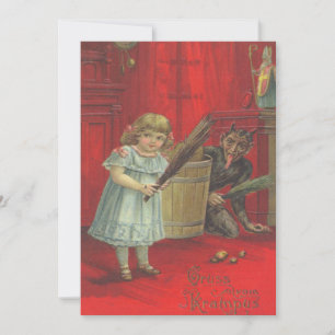 Krampus speelt met meisje