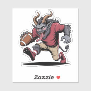 Krampus speelt voetbal Kerst fitness Xmas Sticker