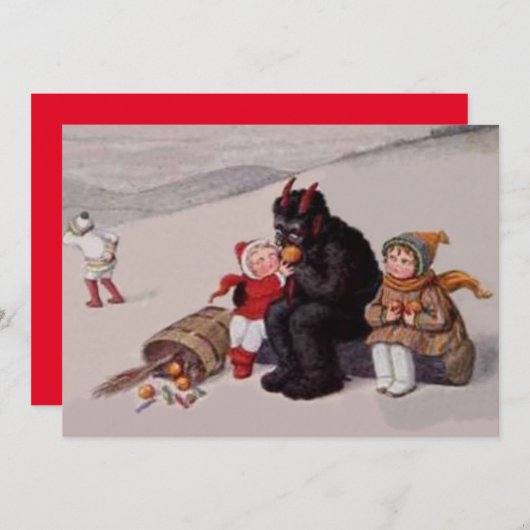 Krampus spelen met kinderen sneeuw (Voorkant / Achterkant)