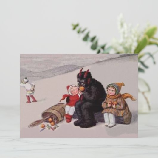 Krampus spelen met kinderen sneeuw (Staand voorkant)