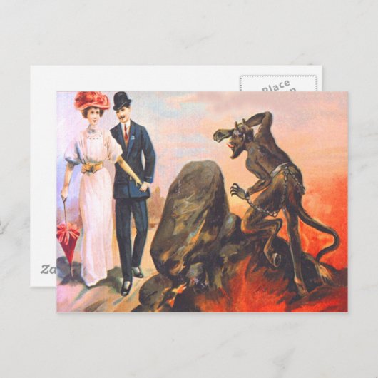 Krampus Stalking Volwassen Echtpaar Briefkaart (Voorkant / Achterkant)