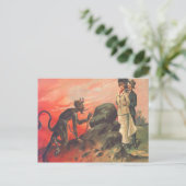 Krampus stalkt romantisch stel briefkaart (Staand voorkant)
