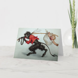 Krampus Stealing Baby kerstkaart Feestdagen Kaart