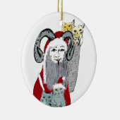 Krampus Stealing Kittens met Kerstmis Keramisch Ornament (Rechts)