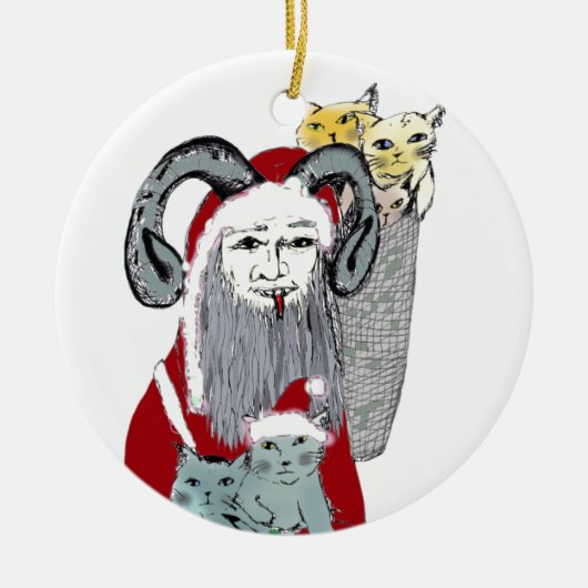 Krampus Stealing Kittens met Kerstmis Keramisch Ornament (Voorkant)