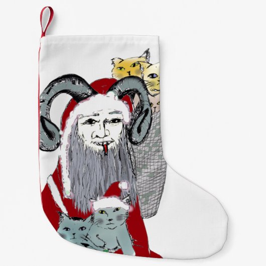 Krampus Stealing Kittens met Kerstmis Kleine Kerstsok (Voorkant)