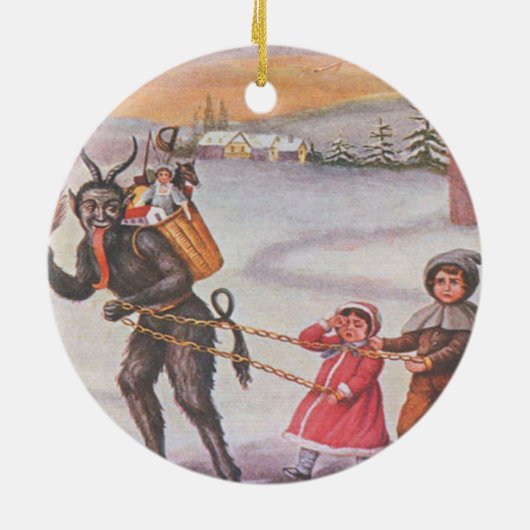 Krampus Stealing Toys & Children Keramisch Ornament (Achterkant)